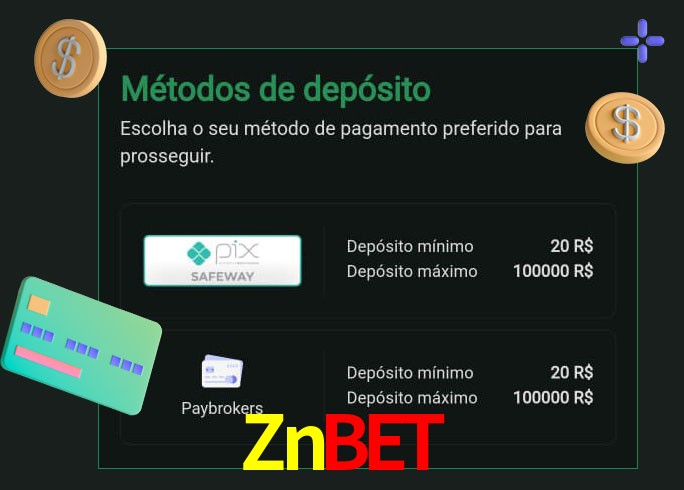 O cassino Znbet oferece uma grande variedade de métodos de pagamento